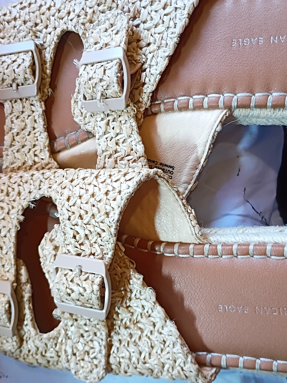 American Eagle Outfitters Beige Woven Buckle Sandals